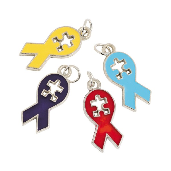 Metal Autism Awareness Enamel Ribbon Charms