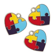 Autism Awareness Heart Puzzle Piece Charms