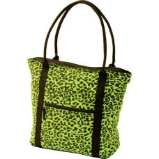 Extreme Pak Neon Green Leopard Print Shopping Tote