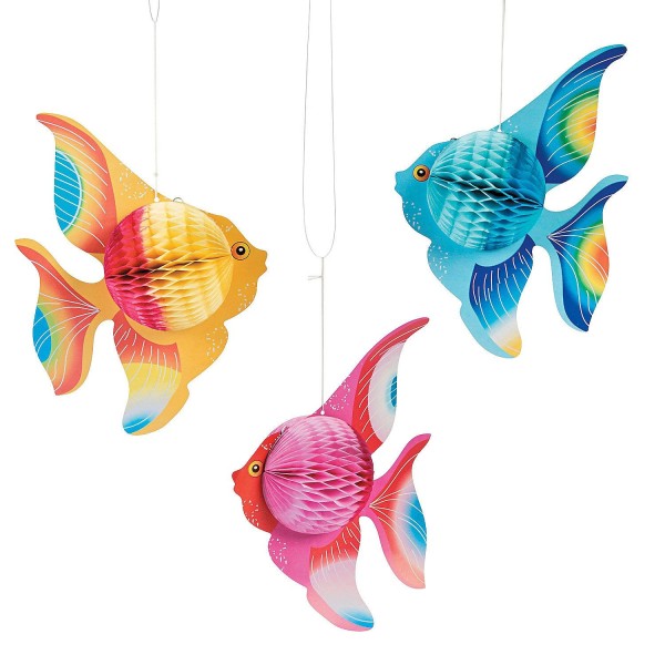 6-Pack Tissue Paper Large 10 inch Tropical Angel Fish Hanging Decor 6-Pack Tissue Paper Large 10 inch Tropical Angel Fish Hanging Decor