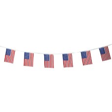 16 foot String Banner with 16 USA 6x9 inch American Flags