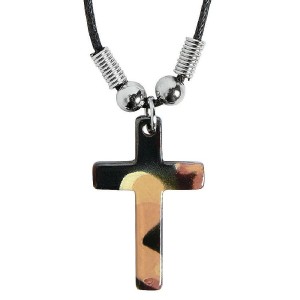 RTD-3248 : Camo Design Stone Cross Necklace at RTD Gifts