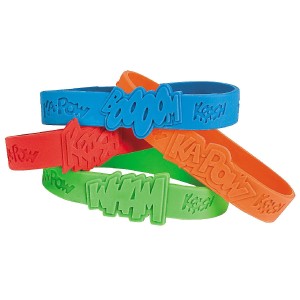 RTD-3268 : Superhero Action Word Rubber Bracelets at RTD Gifts