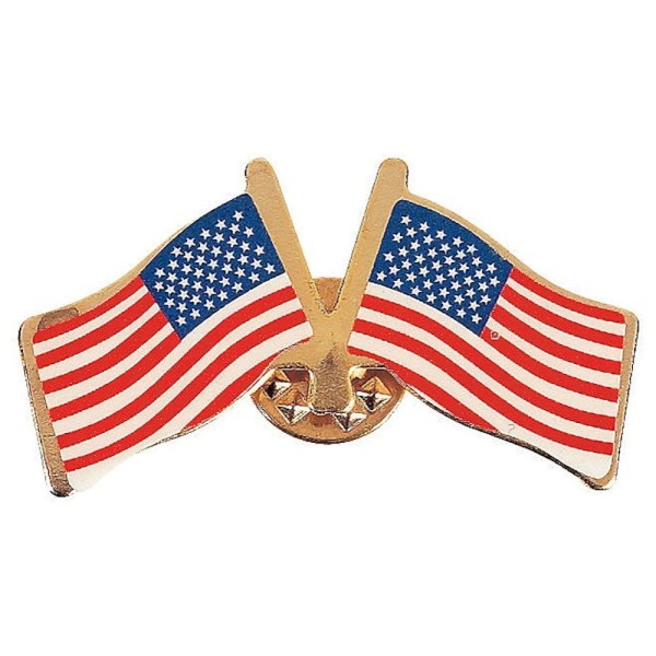Metal Double USA American Flag Pin Metal Double USA American Flag Pin