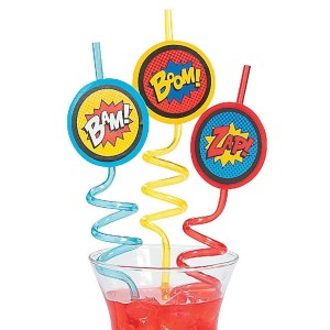 RTD-3320 : Superhero Action Word Curly Straws at RTD Gifts