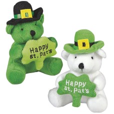 Plush St. Patrick's Day Bear Holding a Shamrock