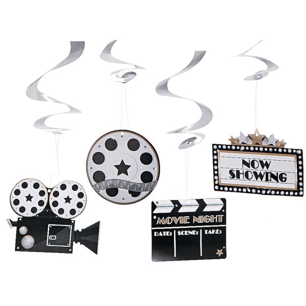 17-Pack Movie Night Swirly Curly Dangling Cutouts