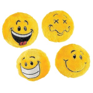 RTD-3462 : Plush Yellow Smiley Face 3 inch Emoji Bouncy Ball at RTD Gifts