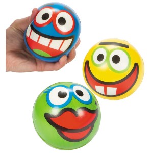 RTD-3466 : Big Goofy Face Smiley Foam 3.5 inch Ball at RTD Gifts
