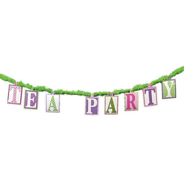 Tea Party Banner on Marabou Cord Tea Party Banner on Marabou Cord