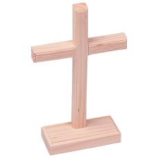 Large Wooden Cross on Base for Crafts