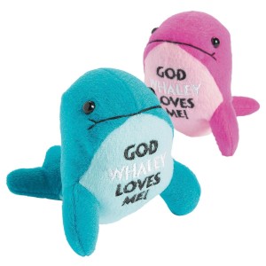 RTD-3533 : Small Plush Whale GOD WHALEY LOVES ME at RTD Gifts