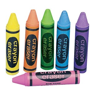 RTD-354212 : 12-Pack Large Crayon Shaped Erasers at RTD Gifts