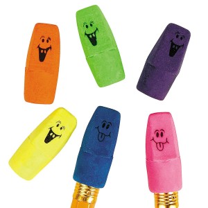 RTD-359336 : 36-Pack Funny Goofy Smiley Face Pencil Erasers Toppers at RTD Gifts