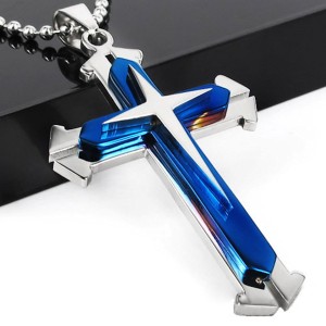 RTD-3622 : Stainless Steel Blue Cross Pendant Necklace at RTD Gifts
