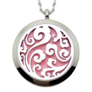 RTD-3623 : Stainless Steel Vines Design Essential Oils Diffuser Locket Charm Necklace at RTD Gifts