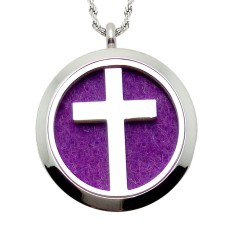 Cross Aromatherapy Essential Oils Diffuser Stainless Steel Locket Necklace