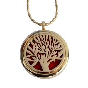 RTD-3651 : Essential Oils Aromatherapy Golden Tree of Life Locket Necklace at RTD Gifts