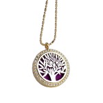 Tree of Life Aromatherapy Diffuser Necklace Silver on Gold Locket Tree of Life Aromatherapy Diffuser Necklace Silver on Gold Locket