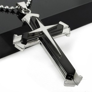 RTD-3672 : Stainless Steel Black Cross Pendant Necklace at RTD Gifts
