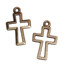 Christian Cross Cut-Out Metal Charms Antique Brass Finish