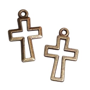 RTD-3679 : Christian Cross Cut-Out Metal Charms Antique Brass Finish at RTD Gifts