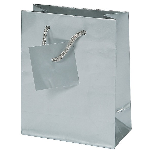 Solid Silver Small Gift Bags Wedding Graduation Party Favor Treat Boxes 4x5