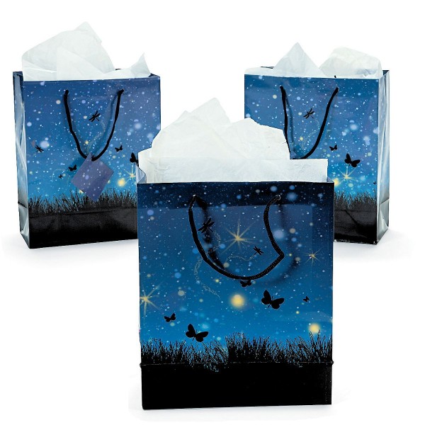Magical Enchantment Gift Bag Firefly Butterfly Dragonfly Night Scene Paper Wrap