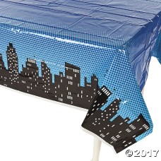Plastic Superhero City Skyline Tablecloth