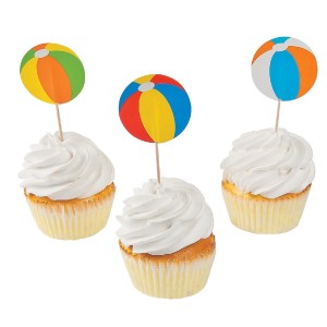 RTD-3760 : 25-Pack of Beach Ball Cupcake Picks at RTD Gifts