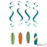 Surf's Up Party Hanging Swirls Surfboard Cutouts