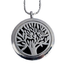 Essential Oils Aromatherapy Silver Tree Locket Necklace