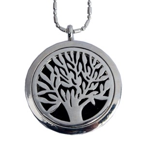 RTD-3780 : Essential Oils Aromatherapy Silver Tree Locket Necklace at RTD Gifts