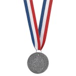 2nd Place Silver Medal 2 inch Metal Medallion on Ribbon
