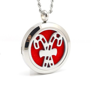 RTD-3859 : Christmas Candy Canes Essential Oils Diffuser Stainless Steel Locket Necklace at RTD Gifts