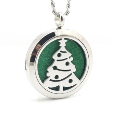Christmas Tree Essential Oils Diffuser Stainless Steel Locket Necklace