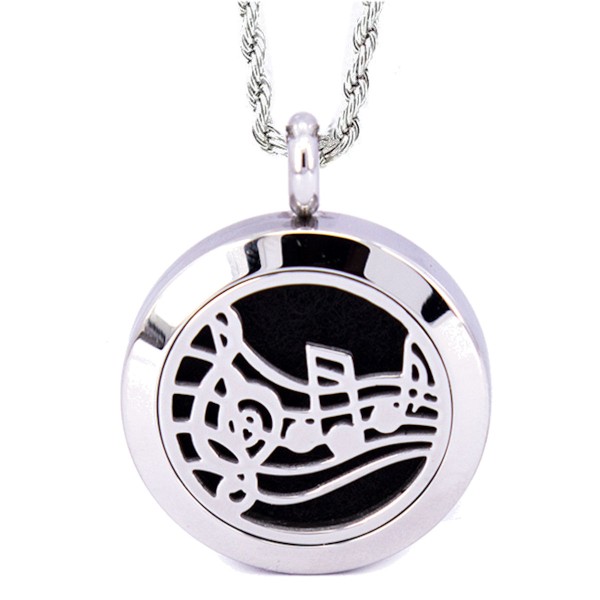 Music Notes Aromatherapy Diffuser Necklace Stainless Steel Locket with Chain Music Notes Aromatherapy Diffuser Necklace Stainless Steel Locket with Chain