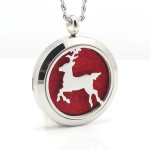 Christmas Reindeer Aromatherapy Essential Oils Diffuser Stainless Steel Locket Necklace