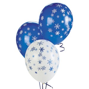RTD-3887 : Winter Snowflake Blue and White 11 Inch Latex Balloons at RTD Gifts