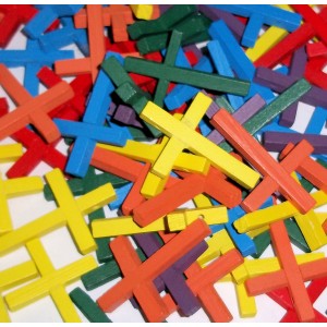 RTD-3894 : Assorted Colorful Wood Crosses w/ Hole for Cord at RTD Gifts