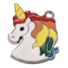 10-Pack Rainbow Mane Enamel Unicorn Charm
