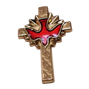 RTD-3979 : Golden Cross Red Dove Pin at RTD Gifts
