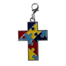 Autism Puzzle Piece Cross Charm
