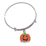 Happy Jack-O-Lantern Bangle Bracelet Expandable Wire Enamel Pumpkin Holiday Gift Happy Jack-O-Lantern Bangle Bracelet Expandable Wire Enamel Pumpkin Holiday Gift
