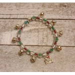 Silver Bells Bracelet w/ Festive Christmas Colors and Jingle Bell Charm