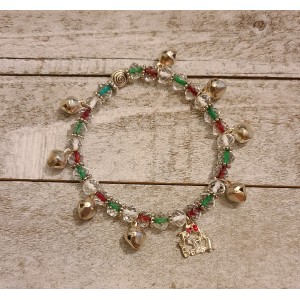 RTD-4012 : Silver Bells Bracelet w/ Festive Christmas Colors and Jingle Bell Charm at RTD Gifts