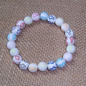 RTD-4013 : Colors of Faith Cross Round Bead Bracelet at RTD Gifts