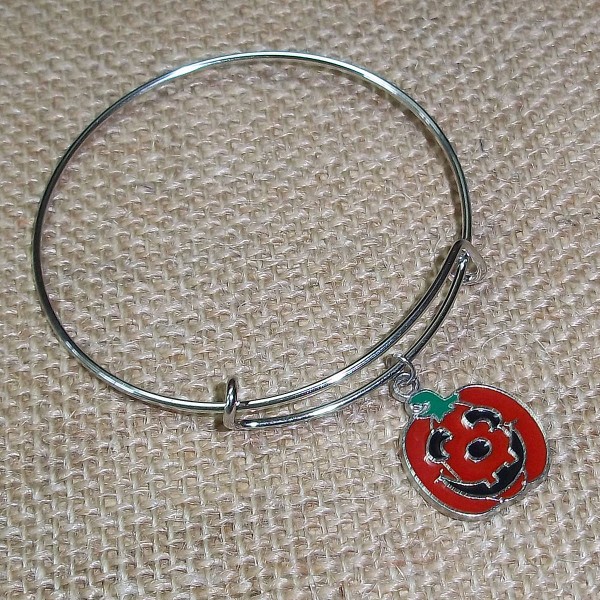 Jack O Lantern Pumpkin Expandable Bangle Bracelet Halloween Enamel Charm Gift Jack O Lantern Pumpkin Expandable Bangle Bracelet Halloween Enamel Charm Gift