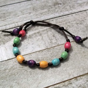 RTD-4028 : Wood Bead Satin Knotted Fall Corded Bracelet at RTD Gifts