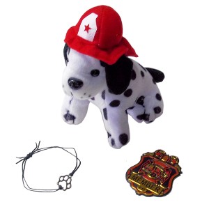 RTD-4030 : Plush Fire Dalmatian Puppy Dog with Paw Bracelet and Firefighter Patrol Badge Party Bag Set at RTD Gifts